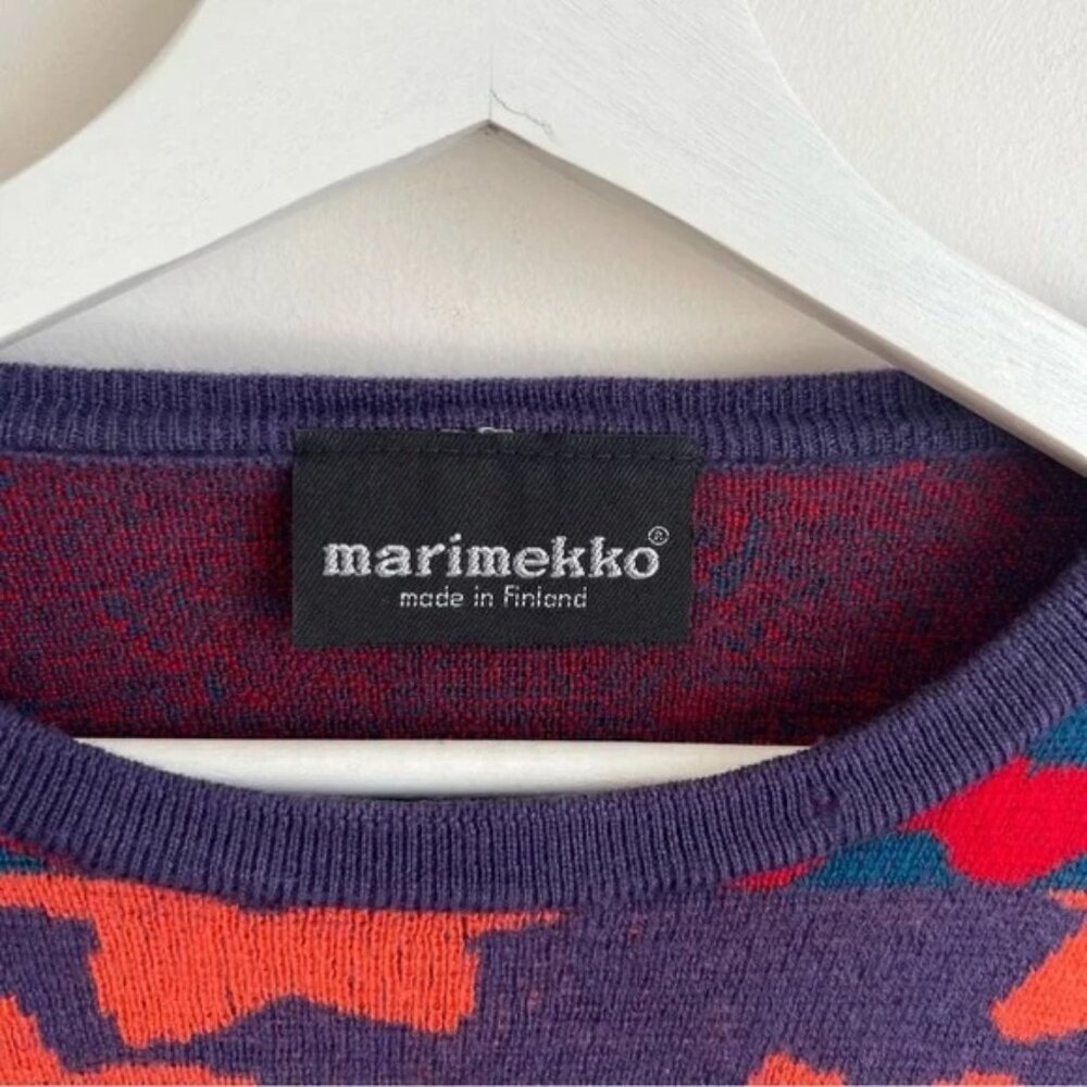 Marimekko Vintage Wool Sweater Size S Made in Finland Flower Print Multicolor - Picture 8 of 10